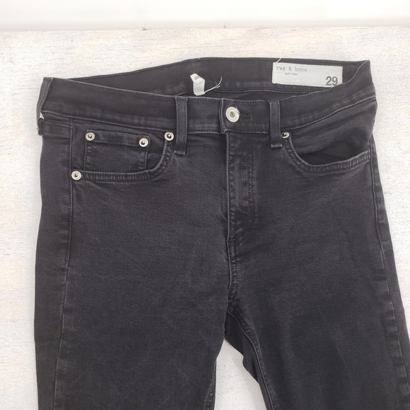 Rag & bone women US 29 black jeans ankle skinny raw hem zipper fly Modal blend - Picture 5 of 13